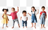 Cute diverse toddlers png sticker, transparent background