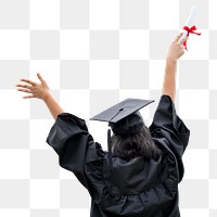 Png female graduate sticker, education transparent background