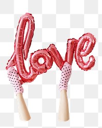 Love balloon png word sticker, transparent background