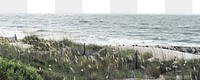 Winter beach png border, transparent background