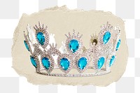 Silver crown png ripped paper sticker, royal headwear accessory, transparent background