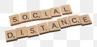 Social distancing png word sticker, Covid 19, transparent background