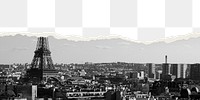 Paris skyline png border, torn paper design, transparent background