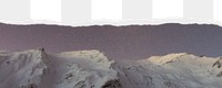 Snowy mountain png border, torn paper design, transparent background