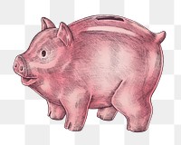 Piggy bank png business illustration sticker, transparent background