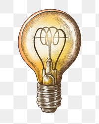 Vintage light bulb png illustration sticker, transparent background 