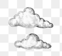 Clouds png vintage sticker illustration, transparent background