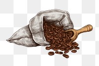 Coffee beans png vintage sticker illustration, transparent background