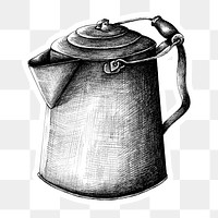 Hand drawn retro kettle sticker design element