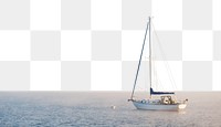 Sailboat png border sticker, transparent background