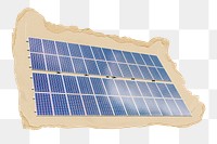 Solar panel png sticker, ripped paper, transparent background