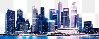 Singapore skyline png border, nighttime, transparent background