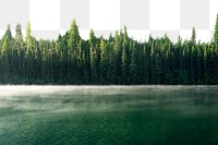 Lake landscape png border, transparent background