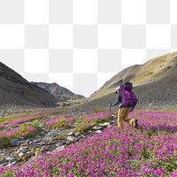 Male hiker png sticker, transparent background