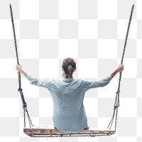 Woman on swing png sticker, travel image, transparent background