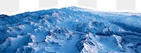 Snow mountain png border, ripped paper, transparent background