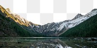 Avalanche lake png border, nature aesthetic, transparent background