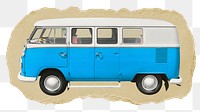 Microbus png sticker, ripped paper on transparent background