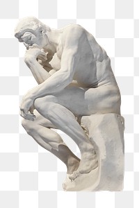 The Thinker statue png sticker, historical sculpture image on transparent background