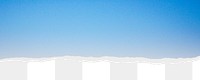 Blue sky png border, torn paper design, transparent background