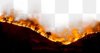 Forest fire png border sticker, natural disaster on transparent background