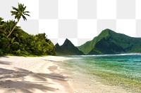 Tropical beach png border, transparent background