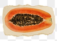 Papaya, fruit png sticker, ripped paper, transparent background