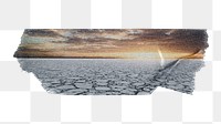 Melting ocean png climate sticker, washi tape, transparent background