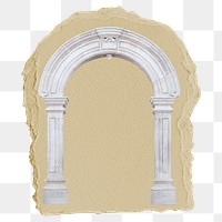 Vintage archway png sticker, ripped paper, transparent background