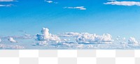 Blue cloudscape png border, transparent background