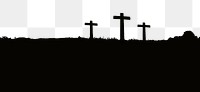 Cross on hill png border, transparent background