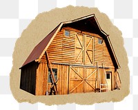 Barn png sticker, ripped paper, transparent background