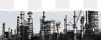 Oil refinery png border, torn paper design, transparent background