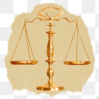 Brass scales png sticker, ripped paper, transparent background