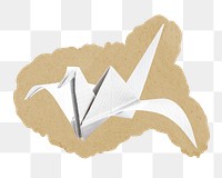 White paper bird png sticker, ripped paper, transparent background