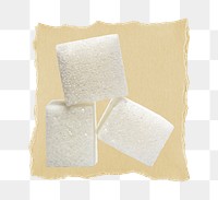 Sugar cubes png ripped paper sticker, food ingredient graphic, transparent background