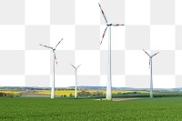 Wind turbine png farm border, transparent background