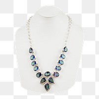 Luxurious gemstone necklace png sticker, jewelry image on transparent background