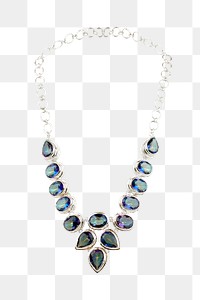 Luxurious gemstone necklace png sticker, jewelry image on transparent background