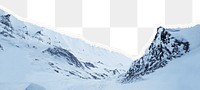 Snow mountain png border, ripped paper, transparent background