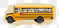 School bus png ripped paper sticker, vehicle graphic, transparent background