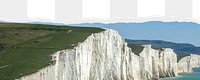 Seven sisters coast png border, torn paper design, transparent background