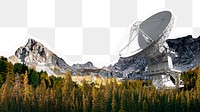 Satellite dish landscape png border, transparent background