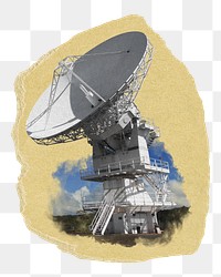 Satellite dish png sticker, ripped paper, transparent background