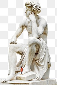 Historical Greek statue png sticker, vintage artifact image on transparent background