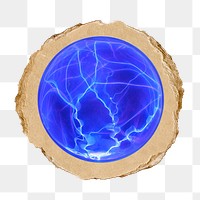 Plasma ball png sticker, ripped paper, transparent background