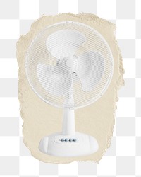 Electric fan png ripped paper sticker, object graphic, transparent background