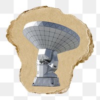 Satellite dish png ripped paper sticker, transparent background