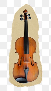 Violin png ripped paper sticker, musical instrument graphic, transparent background