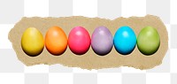 Easter eggs png sticker, ripped paper, transparent background